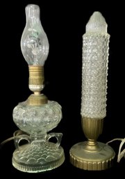 2 Pcs Vintage Boudoir Lamps, Tallest 13'H X 4.75' Diam.