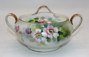 Hand Painted Nippon Covered Dish - 9' W X 5'H - Handles With Lid