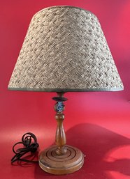 Unusual Vintage Turned Wood Adjustable Desk Or Wall Lamp, 15.5'H