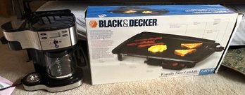 Hamilton Beach Coffee Maker And Black & Decker Family Size Griddle GR100 (Not Tested)