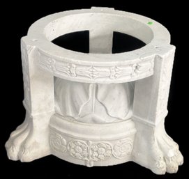 Vintage 2 Pcs Heavy Solid Carved Marble 2 Pcs Planter Stand W/ion Paw Feet, Repair Evident, 19' Diam. X 13.
