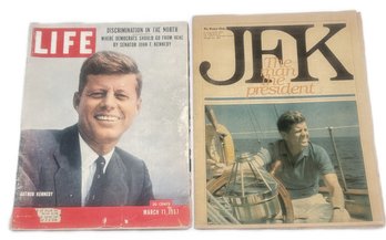 2 Magazines On JFK John F Kennedy, 1957 LIFE & 1979 Boston Globe