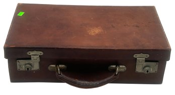 Small Vintage Leather Carrying Case, 15' X 8.5' X 4.25'