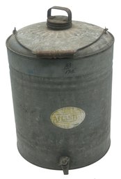 Vintage Galvanized Atlantic Stamping Co Water Container, 11' Diam. X 16'H