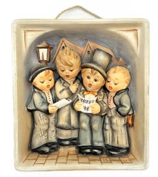 Vintage Hummel Square 3-D Wall Plaque Of 4 Caroling Boys, 5.75' X 1.5'D X 6.25'H