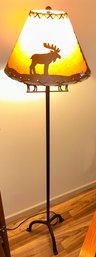 Country Cabin Chic Iron Tri-Footed Floor Lamp With Moose Decorations - 16 X 59'H