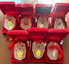 7 Pcs Waterford Crystal 12 Days Of Christmas Tree Ornaments