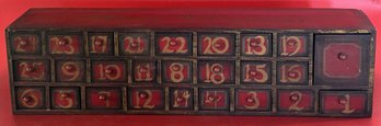 Vintage Wooden Christmas Advent Box, 24' X 5.5' X 6'H