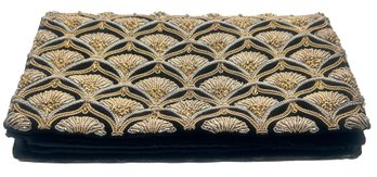 Spectacular Vintage Andrew Geller Zardozi Style Formal Black Velvet Clutch With  Metallic Embroidery, 8' X 5'