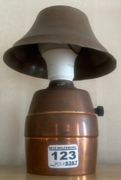 Vintage Small Copper Keg Light With Copper Shade, 5.5' Diam. X 7.5'H