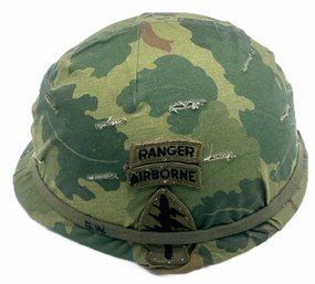 Authentic Vintage US Ranger Airborne Green Camouflage Helmet