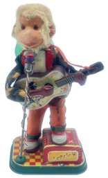 Vintage 1950s Battery Operated Monkey Playing Guitar, 12'H, Not Tested