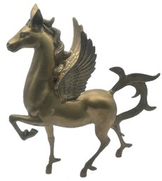 Large Vintage Brass Pegasus Flying Horse, Made In Korea, 20.5' X 10.25' X 23.5'H