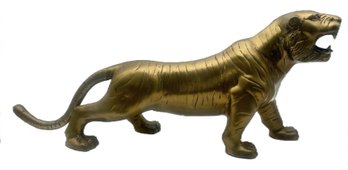 Large Vintage Brass Bengal Tiger, Made In Korea, 28' X 7' X 13'H