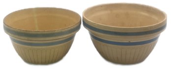 2 Pcs Graduated Yellowware Mixing Bowls, Largest 10.5' Diam. X 5.75'H