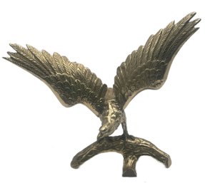 Large Vintage Brass Eagle On Branch Getting Ready For Flight, 18.5' X 8' X 17'H