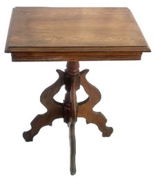 Antique Victorian Walnut Lamp Stand Table, 21.25' X 14' X 27'H