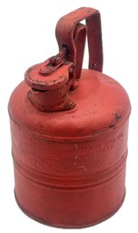 Vintage Justrite Safety Gas Can In Reddish/Orange Paint, 7-1/18' Diam. X 12'H