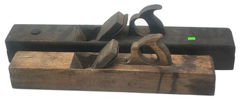 2 Pcs Large Antique Hand Planes, 1-26'L And 1-22'L