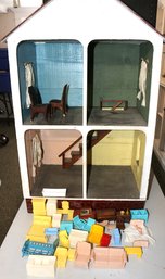 Large Homemade Dollhouse With Various Contents