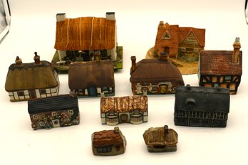 Group Of Eleven Different English Cottages And Buildings - Some Maker Marked - Some With Info - 1 Music Box