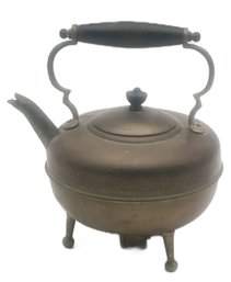 Vintage Brass & Copper Electric Water Kettle With Wood Handle, 7' Diam. X 8' X /8.5'H (Power Cord Not Present)