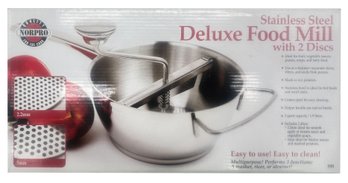 NORPRO Stainless Steel Deluxe Food Mill W/2 Discs, A Masher, Ricer Or Strainer, Original Box