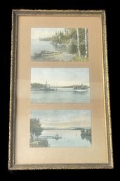 3 Matted And Framed Prints, Lake Theme,  8.5' X 14'H