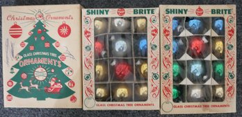 3 Boxes Of Vintage Christmas Tree Glass Decorations - 2- Shiny Bright - 1 - Christmas Ornaments - Japan