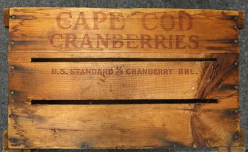 Wood Crate Marked Cape Cod Cranberries & US Standard 1/4 Cranberry Barrel