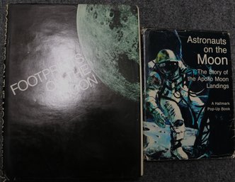 Two Books: 'Astronauts On The Moon' -Hallmark Children's Edition -  'Footprints On The Moon' By Assoc Press