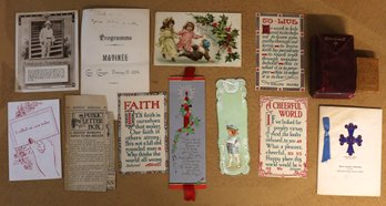 Small Ephemera Lot - Bookmarks - Miscellaneous Paper - Prayer Book & Hymnal In Slip Case