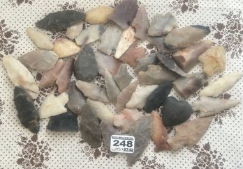 Large Collection Of Native American Flint Arrowheads And Shards, Varying Sizes