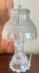 Small Glass Boudoir Lamp With Glass Shade, 7.25' Diam. X 15.5'H