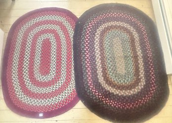 2 Pcs Vintage Oval Braided Rugs, Largest 51' X 37.25'H