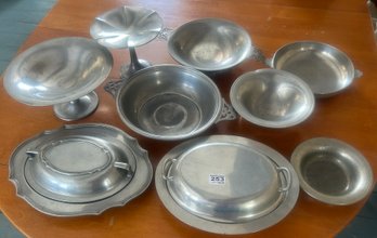 9 Pcs Vintage Pewter, Tallest 5.75'H