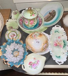 Lot Of Mostly Hand Painted China, Lefton, RS Prussia, Nippon, Shelton And Others