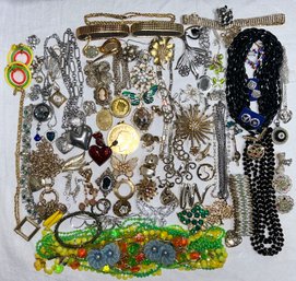 Costume Jewelry Lot-Assorted Necklaces, Bracelets, Earring -Trifari, Longcraft, SAC, Coro, Richelieu, 3.4 Lbs