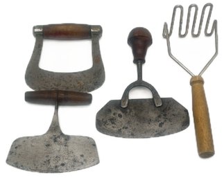 4 Pcs Wooden Handled Masher And 3 Chopper & Cutters