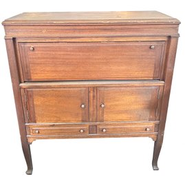 Solid Mahogany Drop Front Chest - Lift Top, Drop Front Over 2-Doors Over 2-Drawers, 40.25' X 17.5' X 46.25'H