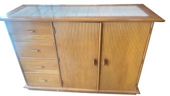 Contemporary Solid Wood Tile Top 4-Drawer, 2-Door Server, 54' X 18' X 36'H