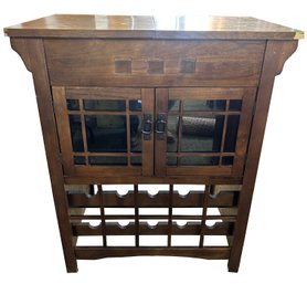 Free Standing Bar, Top Slides Open, 2-Doors W/Wine Glass Racks & Bottle Storage, 32.75' X 21.25' X 38.25'H