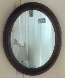 Antique Small Oval Walnut Wall Mirror, 10.25' X 12.5'H