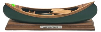 Vintage Carved Wooden Mounted Model Of A 12.5' Guide Canoe