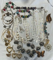 Costume Jewelry Lot - Some .925, Pandora, Alex & Ani, Crystal, 1/20 12Kt Gold Filled & More