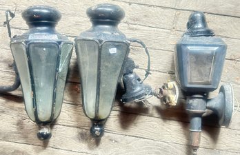 Vintage Electric Carriage Or Automobile Lanterns (?) 14.5'H, As Found, And Third