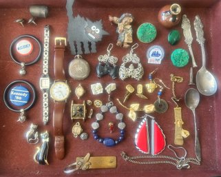Assorted Costume Jewelry, Earrings, Pins, Cuff Links, Watches &  More - Gruen 10k GF, Masonic, Timex, Giovanni