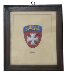 Original Chauncy Family Heraldry Crest - Primitive Original Pen & Ink With Silver Illumination, 8' X 8.75'H