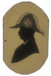 1889 Hand Cut & Colored Silhouette Wearing Free Mason Hat, By Famed Silhouettist H Ackley Sackett Of Wash DC