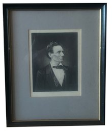 Antique Engraving Of Young Abraham Lincoln, 9.5' X 11'H, Framed & Matted